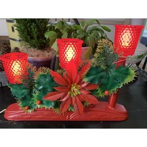 Vintage ACLA Christmas Candelabra Red Votive Window Light Holiday Electric